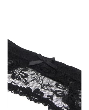 Porte-jarretelles et string Noir - Litolu Lingerie
