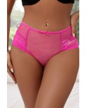 Tanga lacé dentelle taille haute - Rose - Litolu Lingerie