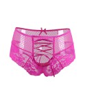 Tanga lacé dentelle taille haute - Rose - Litolu Lingerie