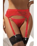 Porte-jarretelles et string, étroite Rouge - Litolu Lingerie