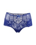 Tanga lacé dentelle taille haute - Bleu - Litolu Lingerie