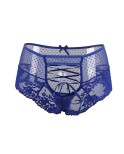Tanga lacé dentelle taille haute - Bleu - Litolu Lingerie