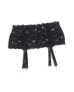 Porte-jarretelles dentelle large Noir - Litolu Lingerie