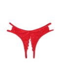 String ouvert dentelle entrejambe fendu - Rouge - Litolu Lingerie