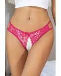 String ouvert dentelle entrejambe fendu - Rose - Litolu Lingerie