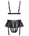 Soutien-gorge et slip fendu à jarretelles noir - par Cottelli LINGERIE