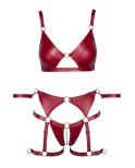 Set Bondage soutien-gorge et slip à jarretelles ouvert rouge - par Cottelli BONDAGE