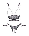 Ensemble ouvert 3 pièces noires - par Cottelli Bondage