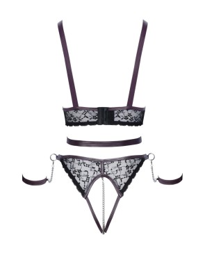Ensemble ouvert 3 pièces noires - Cotelli Bondage 