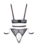 Ensemble ouvert 3 pièces noires - par Cottelli Bondage