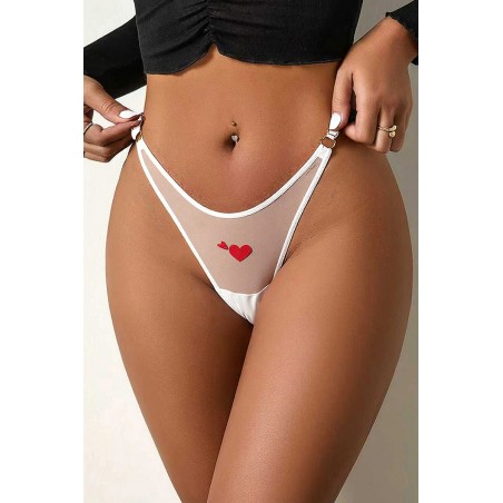 String coeur et strass en Blanc - Litolu Lingerie