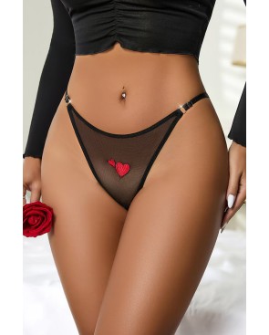 String coeur et strass Noir - Litolu Lingerie