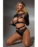 Ensemble culotte et top seins nus résille - par J Lingerie