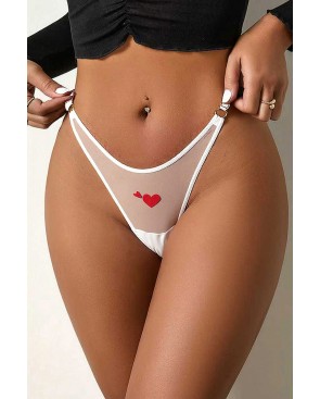 Pack 3 String coeur et strass en Blanc - Litolu Lingerie
