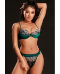 Ensemble soutien-gorge et string vert GLAMOUR  - par J Lingerie