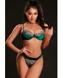 Ensemble soutien-gorge et string vert GLAMOUR  - par J Lingerie