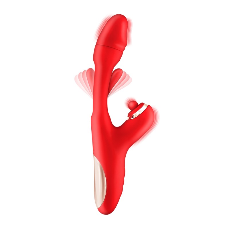 Vibromasseur rabbit 3-en-1 Joyfully rouge - par Yoba