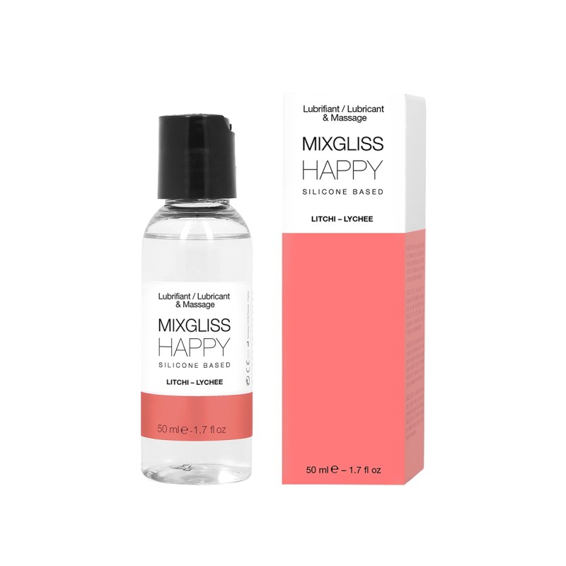 Happy Litchi 50ml - Massage et lubrifiant intime silicone par Mixgliss