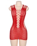 Robe rouge moulante ajourée filet Lingerie par Paris Hollywood