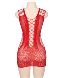 Robe rouge moulante ajourée filet Lingerie par Paris Hollywood