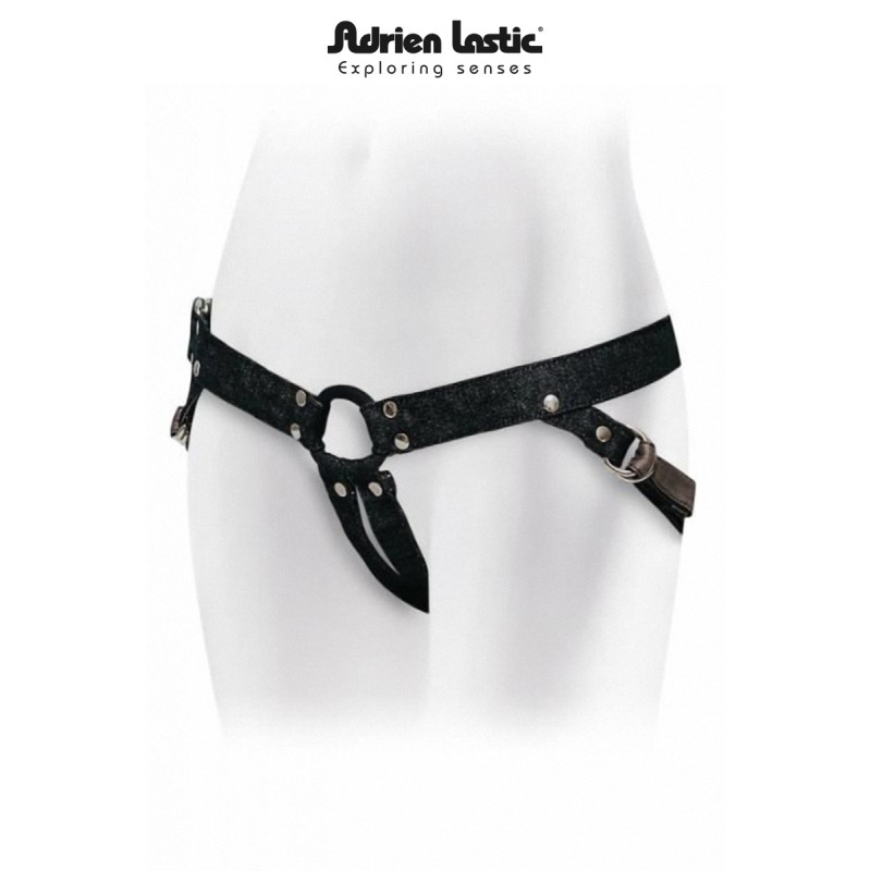 Harnais porte gode Unisexe Lastic Jean Noir par Strap-on