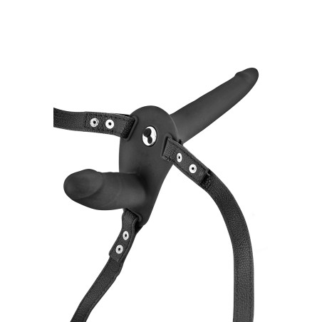 Double gode ceinture noir vibrant - par Fetish Tentation