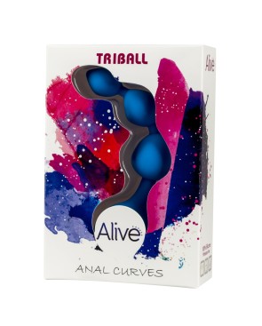 Plug anal Triball - chaine 15cm avec 3 boules bleu - par ALIVE