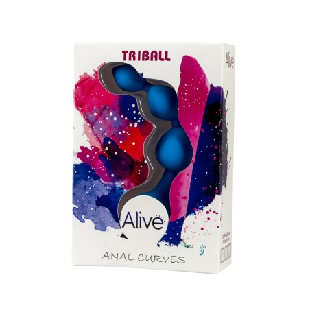 Plug anal Triball - chaine 15cm avec 3 boules bleu - par ALIVE