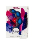 Plug anal Triball - chaine 15cm avec 3 boules bleu - par ALIVE