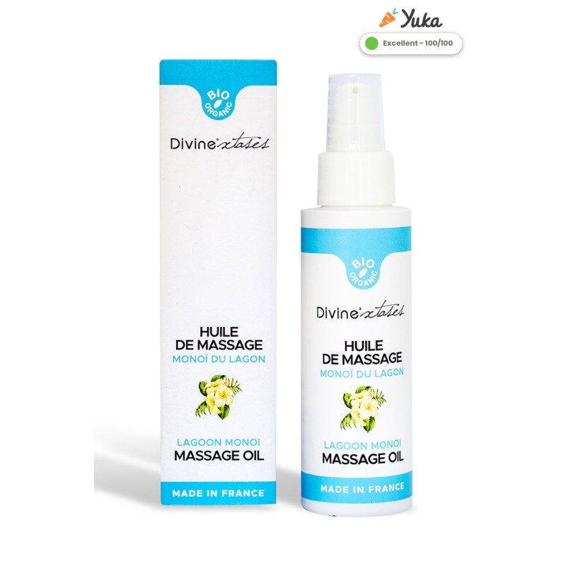 Huile de massage BIO Monoï Hydratant Comestible Aragan 100ml par Divinextases