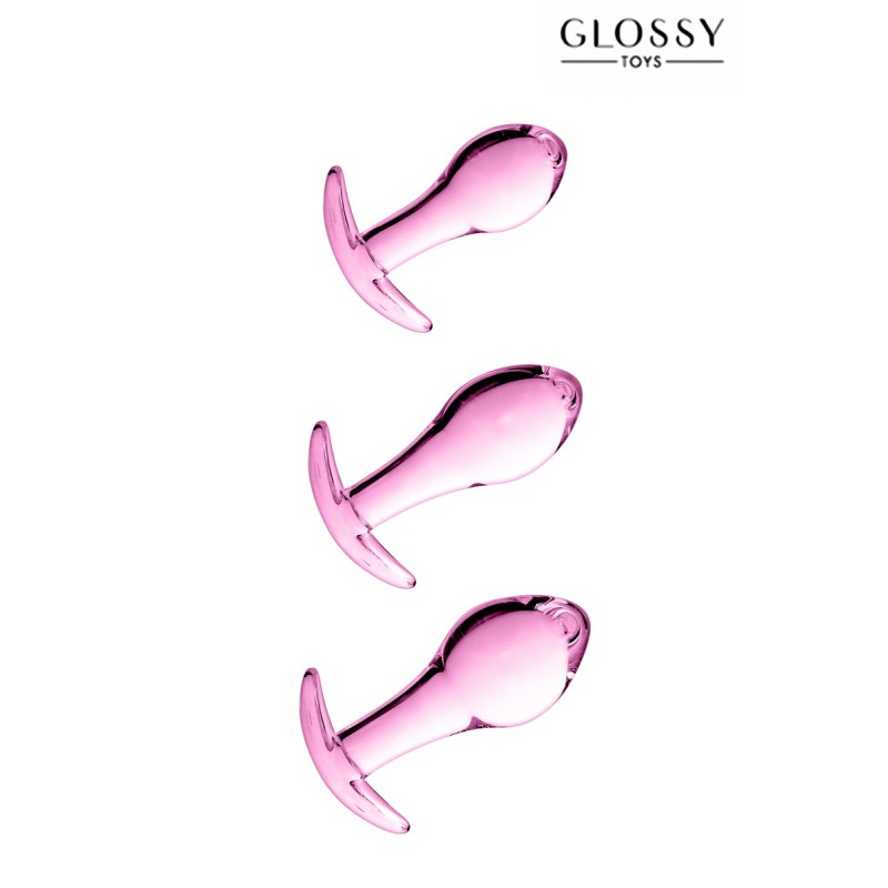 Set 3 plugs anal en verre n.17 PINK - par Glossy Toys