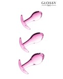 Set 3 plugs anal en verre n.17 PINK - par Glossy Toys