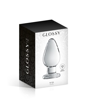 Plug anal verre n° 25 Clear - Initiés 5cm Généreux - par Glossy Toys