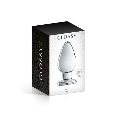 Plug anal verre n° 25 Clear - Initiés 5cm Généreux - par Glossy Toys
