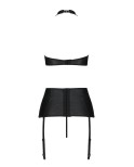 Ensemble 3 pièces sexy faux cuir noir Nancy - lingere par Passion