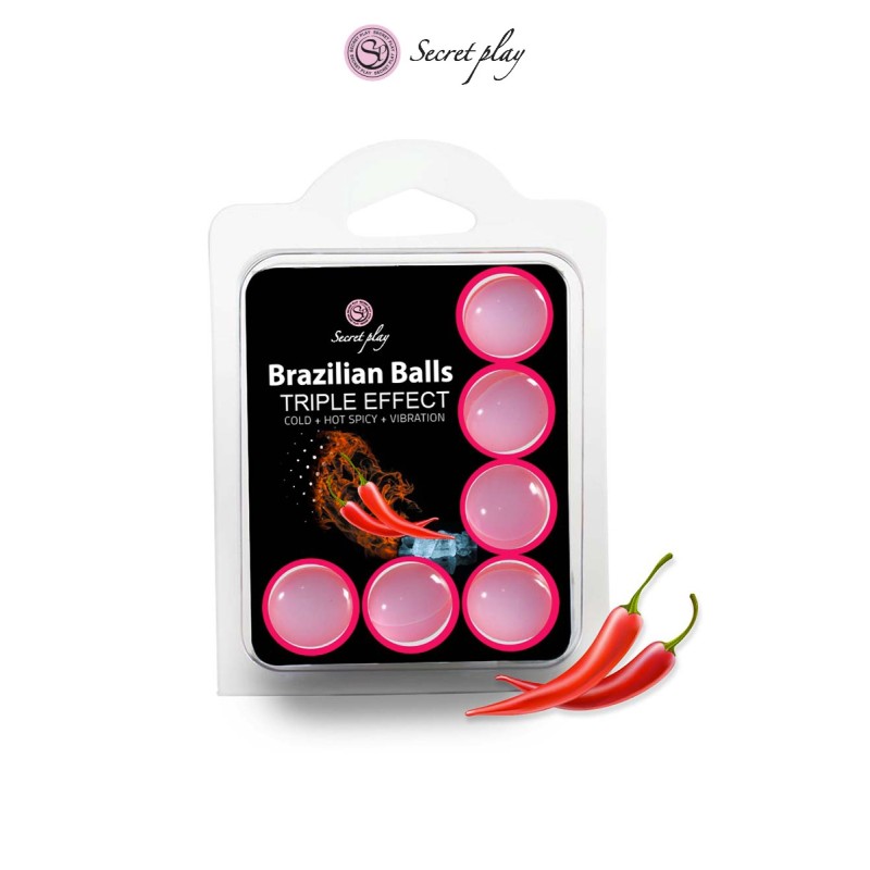 6 Brazilian Balls triple effets - Lubrifiant externe à base d'huile par Secret Play 6 Brazilian Balls triple effets - Lubrifiant externe à base d'huile par Secret Play