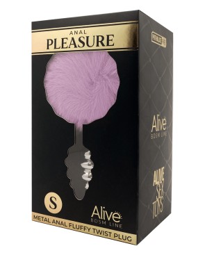 Plug anal métal Fluffy Twist S mauve - par Alive