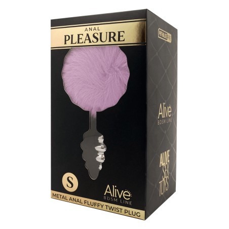 Plug anal métal Fluffy Twist S mauve - par Alive