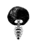 Plug anal métal Fluffy Twist M noir - par Alive