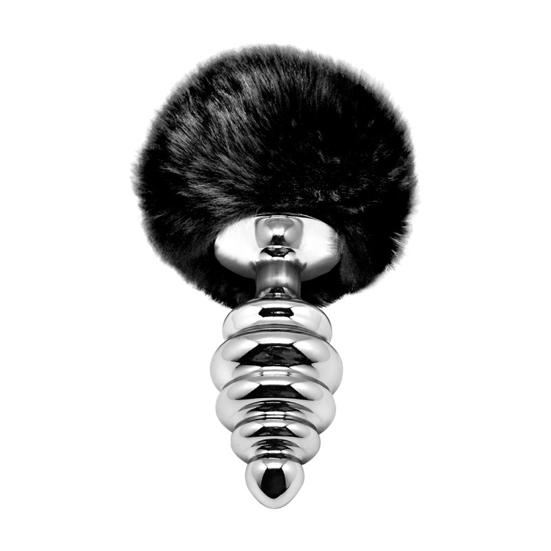 Plug anal métal Fluffy Twist L noir - par Alive Plug anal métal Fluffy Twist L noir - par Alive