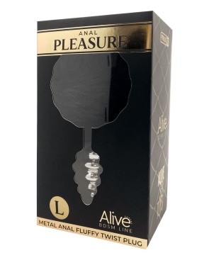 Plug anal métal Fluffy Twist L noir - par Alive