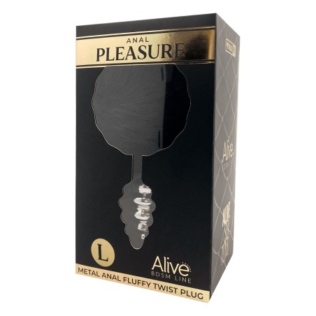 Plug anal métal Fluffy Twist L noir - par Alive