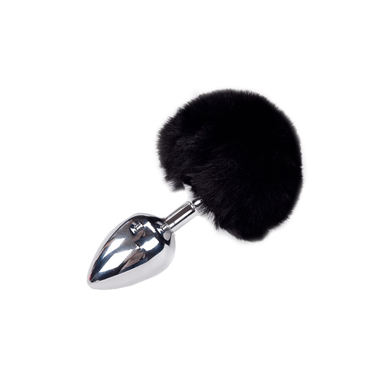 Plug anal métal Fluffy L noir - par Alive