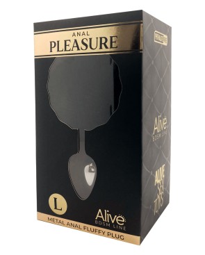 Plug anal métal Fluffy L noir - par Alive