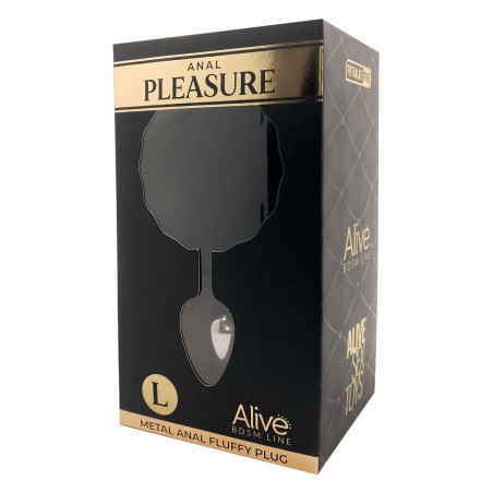 Plug anal métal Fluffy L noir - par Alive