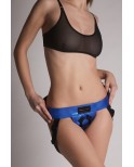 Harnais gode Curious bleu métallique - par Strap On Me