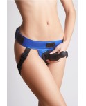 Harnais gode Curious bleu métallique - par Strap On Me