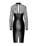 Robe moulante Sublime F310 wetlook et tulle floqué, lingerie par Noir HandMade