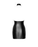 Mini robe dos nu Eros F311 wetlook et tulle floqué, lingerie par Noir HandMade