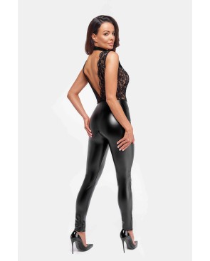 Combinaison collier Libido F298 wetlook et dentelle, par Noir Handmade